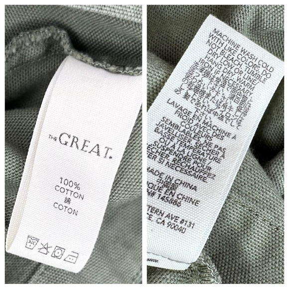 The Great eyelet army utility military jacket ruffle cropped olive green XS/0 - Picture 17 of 17